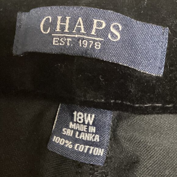 Chaps Ralph Lauren Cotton Velvet Straight Leg Dress Pants Plus Sz 18W Black 101R - Picture 5 of 6
